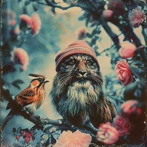 cat  bird  tree  flowers  chromolithography  nature  vintage  illustration  animal  art 1048520