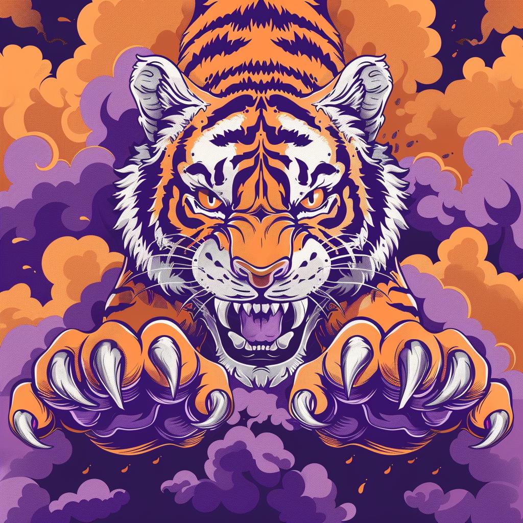 tiger  vector  illustration  clouds  colorful  2D  symmetrical  background  design  art 928804