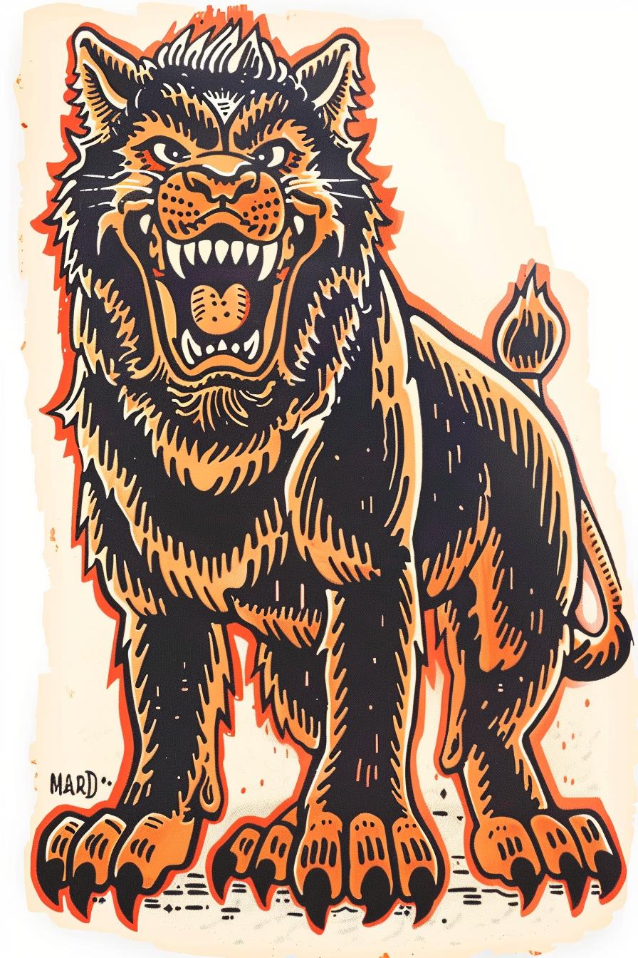 mythical  lion  poster  snarling  Todd  McFarlane  illustration  dynamic  bold  artwork 934057