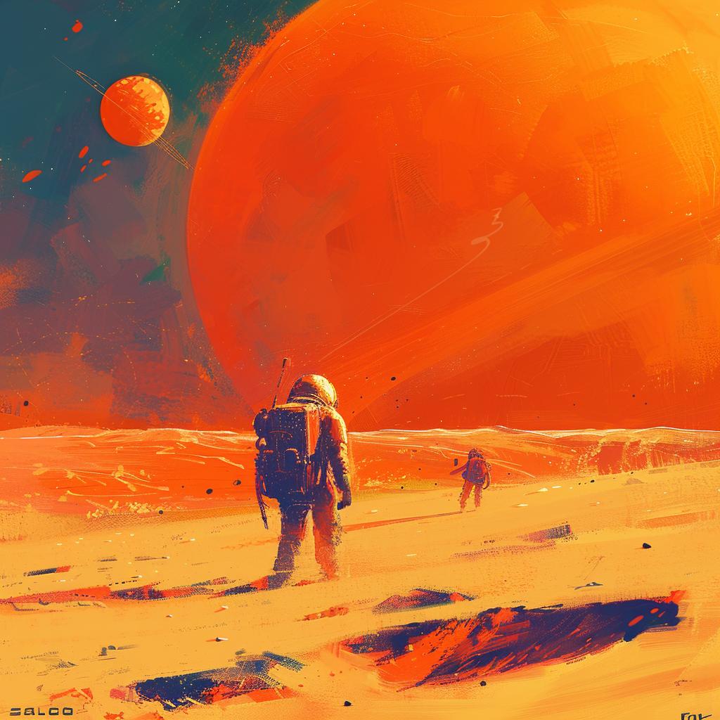 album  art  flowerpunk  astronaut  red  planet  cosmic  surreal  vibrant  space 941686
