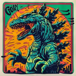 godzilla  fierce  terrifying  golfer  poster  illustration  humor  art  monster  design 1037414