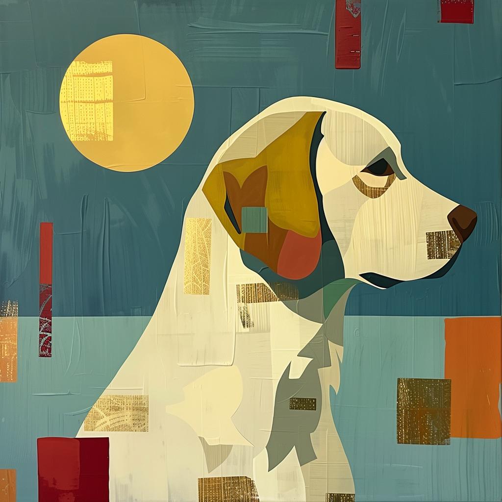 dog  golden  retriever  blue  background  painting  animal  pet  portrait  sitting 938564