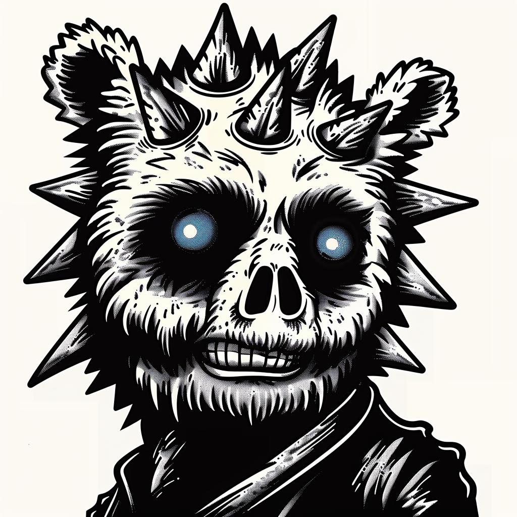 bear  cartoon  spikes  head  illustration  animal  art  whimsical  character  design 962418