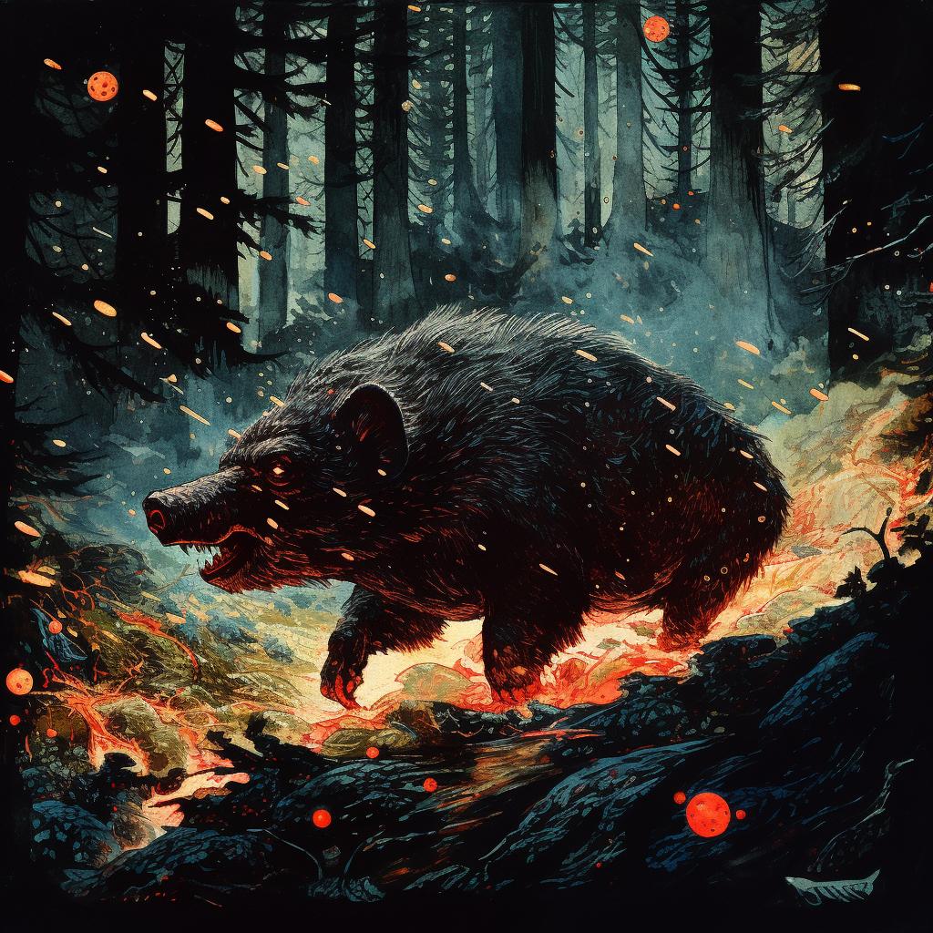 bear  forest  smoke  artistic  imagery  surreal  colors  japanese  design  theme 909739