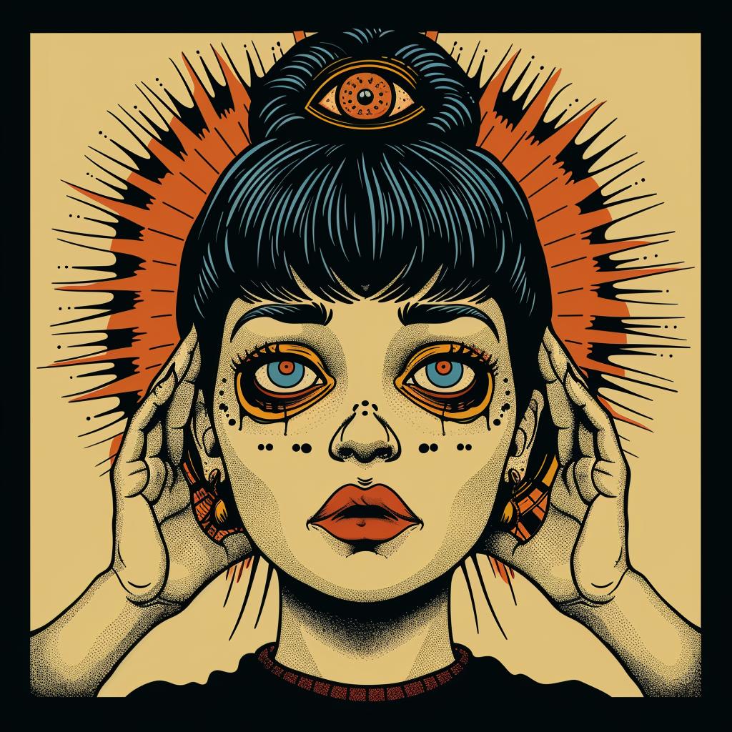 Bauhaus  Constructivism  halftone  lines  chiaroscuro  skull  eyes  woman  poster  image 941447