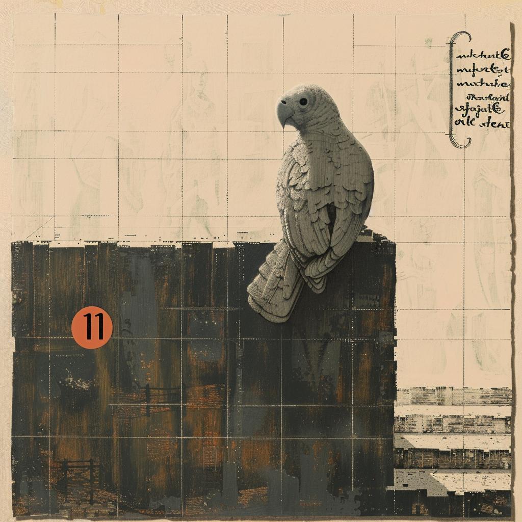 رسم طيور رعب روحي طبيعي غامض، جدار فني بأسلوب تأملي 974611