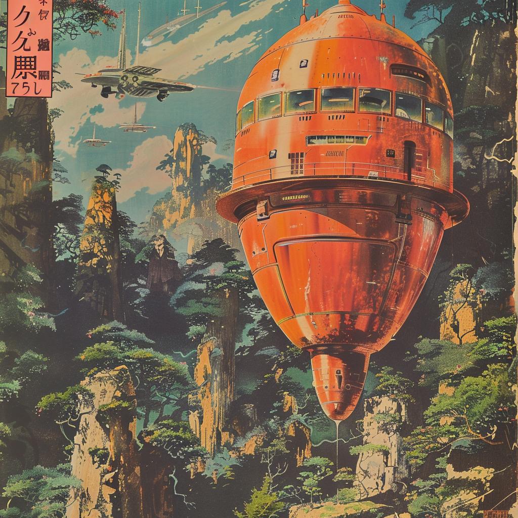 Japanese  poster  1946  balloon  mountain  vintage  art  landscape  nostalgic  whimsical 1036211