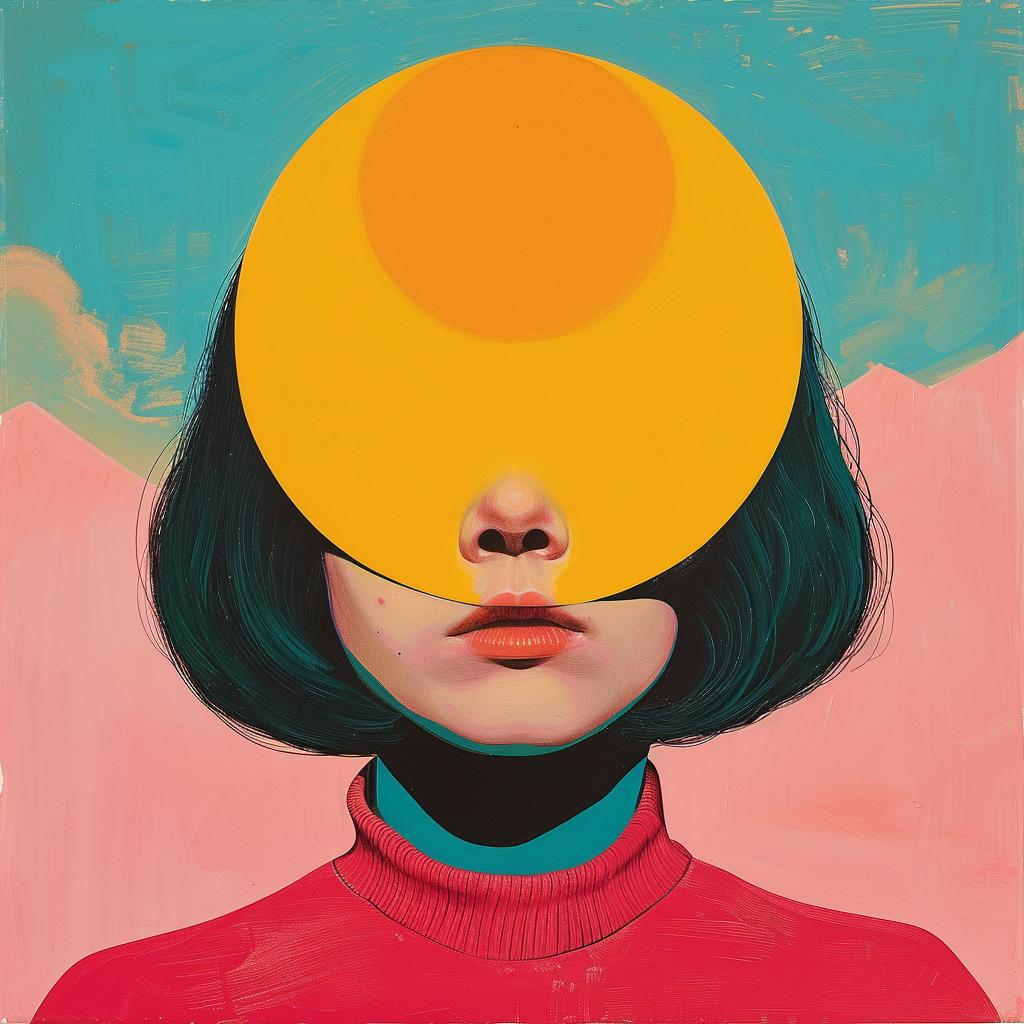surreal  album  cover  Cornella  painting  woman  orange  sun  face  art 1017825