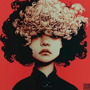painting  woman  curly  hair  Risograph  symbolist  hyper-realistic  art  creative  design 1077650