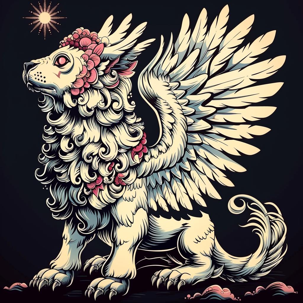 mythical  creature  hybrid  angel  wings  crown  fantastical  unique  exploration  myth 941293