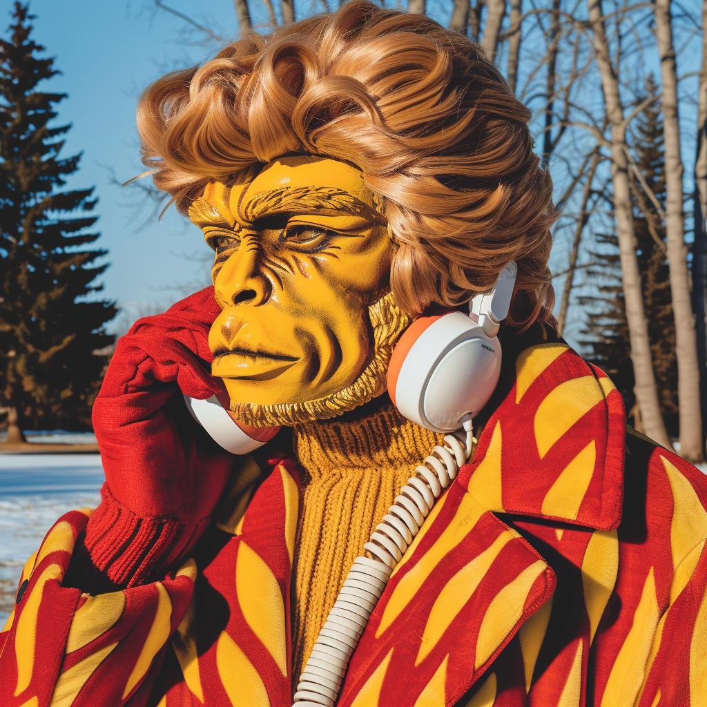 man  phone  yellow  red  suit  humor  playful  portrait  artwork  comical 962760