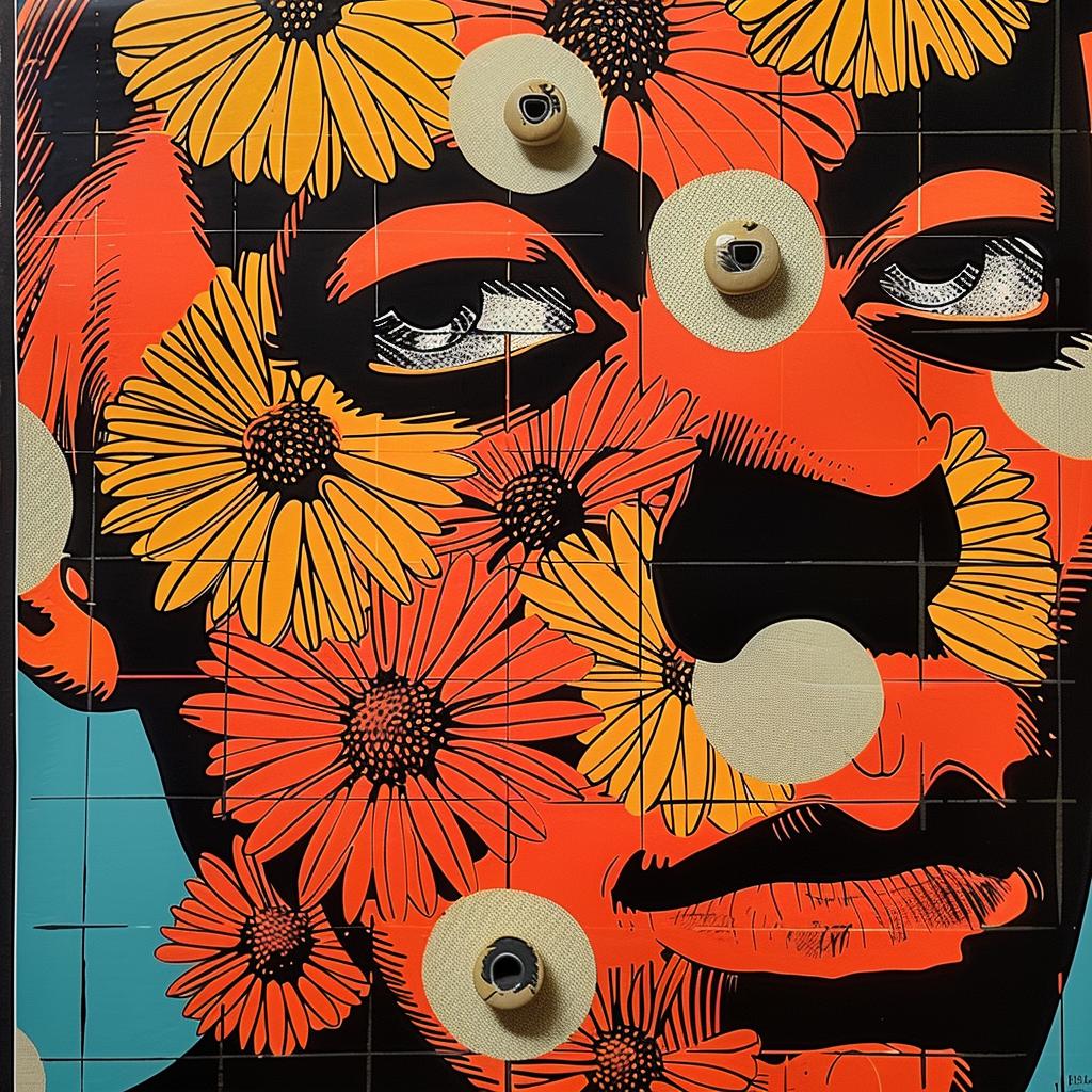 man  flowers  face  abstract  impressionism  collage  graphic  art  Rauschenberg  Obey 968202