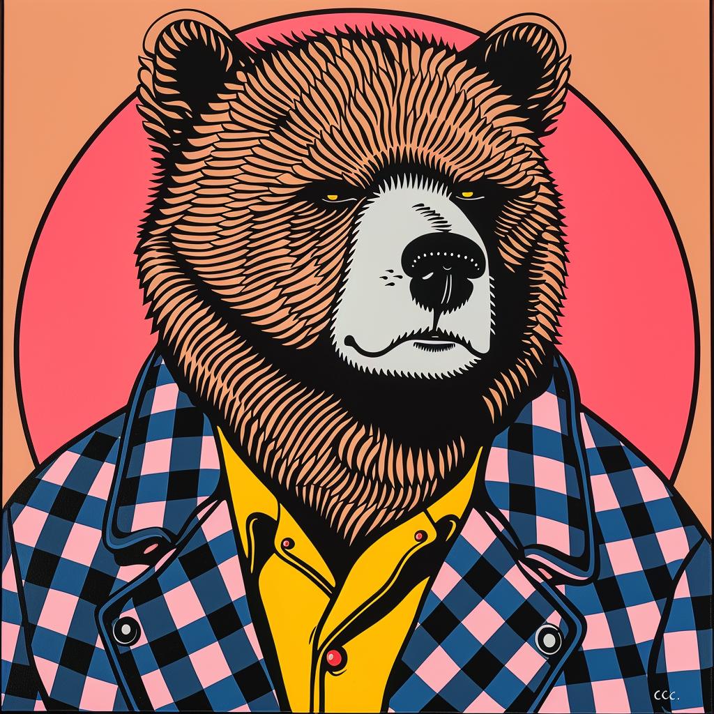 bear  plaid  jacket  yellow  shirt  animal  humor  quirky  character  whimsical 973850