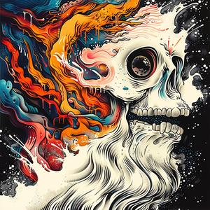 skull  colorful  face  beard  chromolithography  chaos  vivid  decorative  art  design 1047780