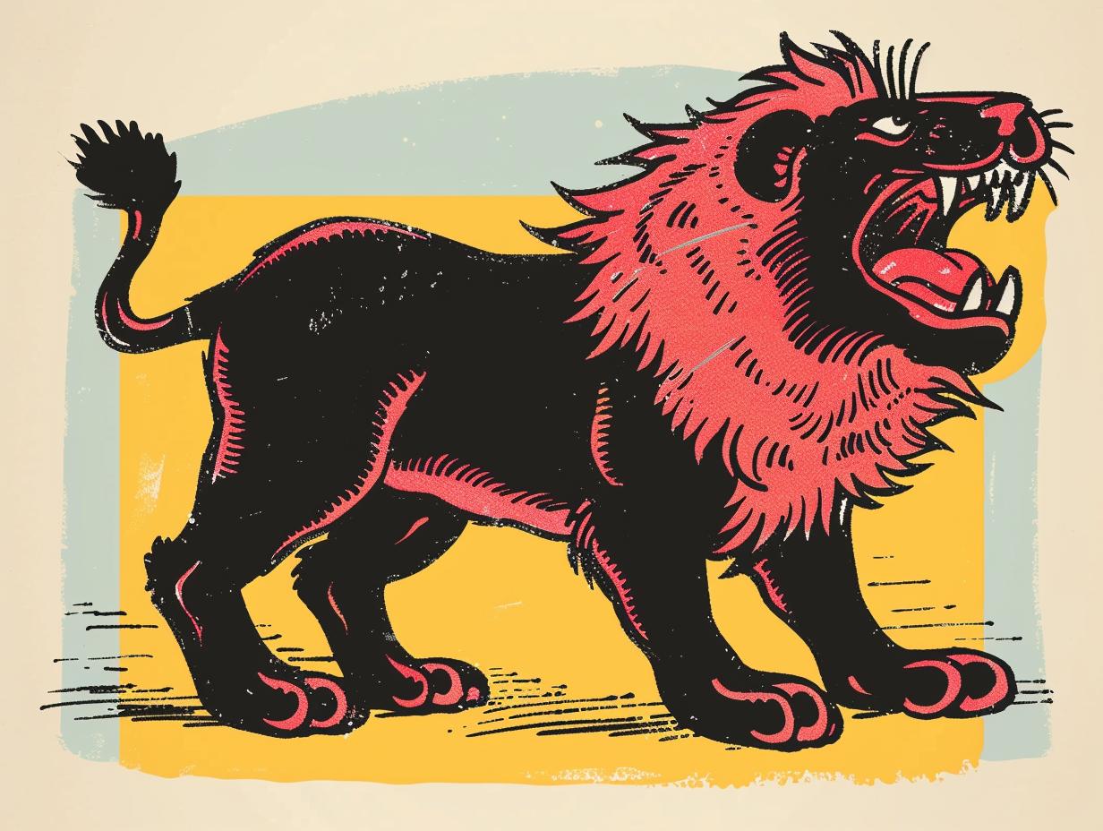 tattoo  lion  vintage  comic  illustration  art  1950s  style  bold  animal 919667