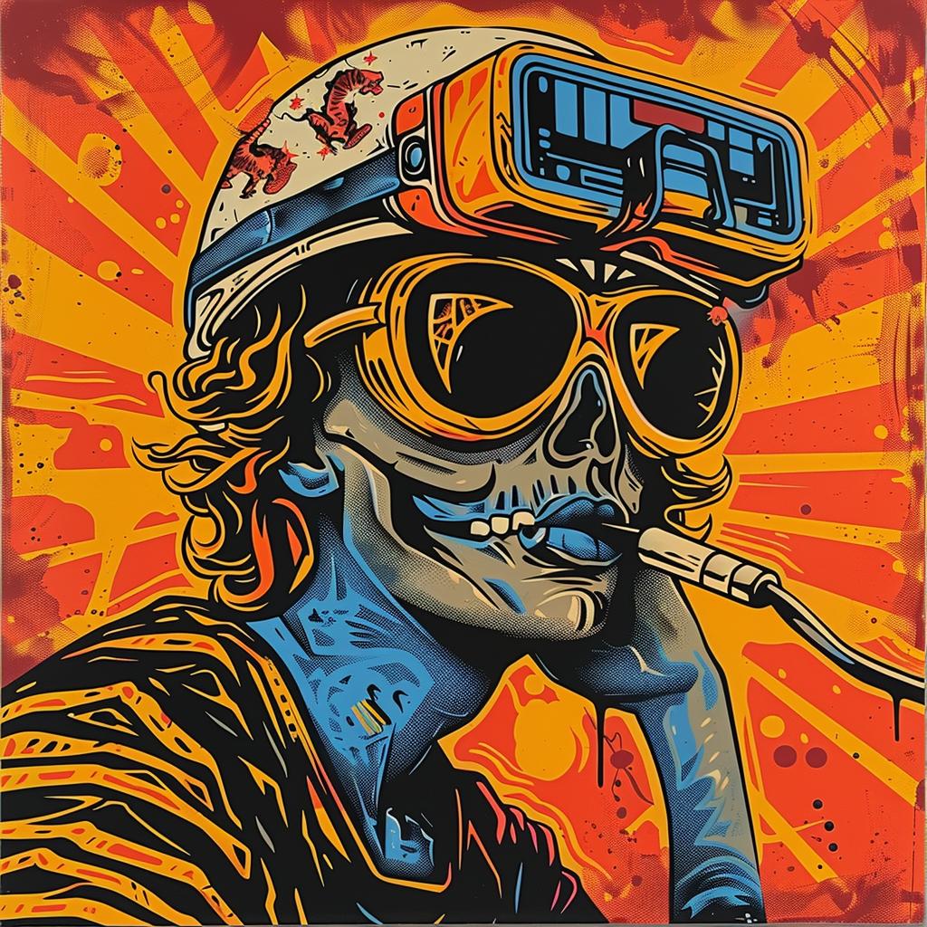 skull  helmet  sunglasses  canvas  art  aggressive  streetwise  graphic  illustration  edgy 948888