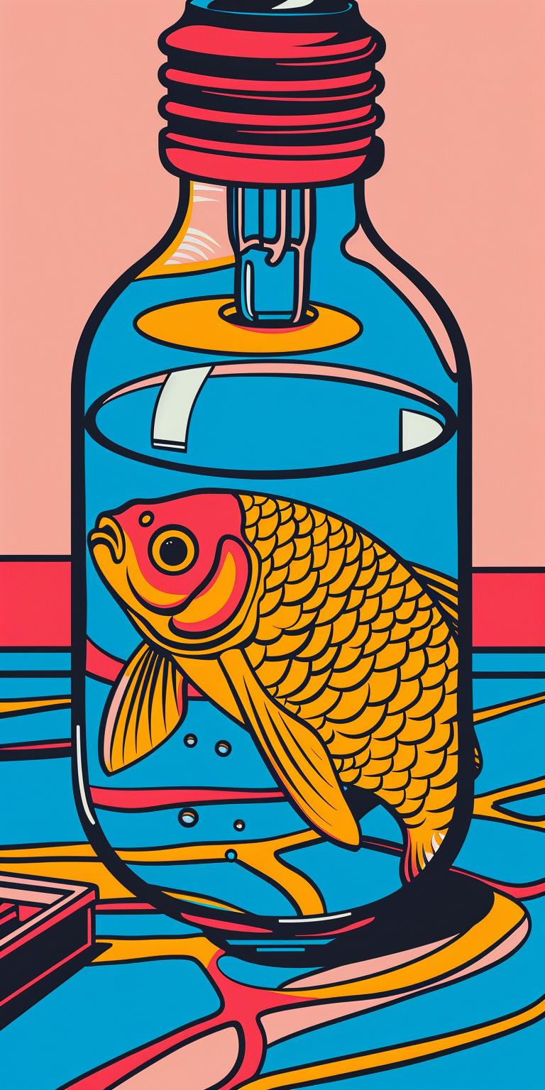 jar  goldfish  liquid  blue  aquatic  colorful  still life  conceptual  whimsical  artistic 940428