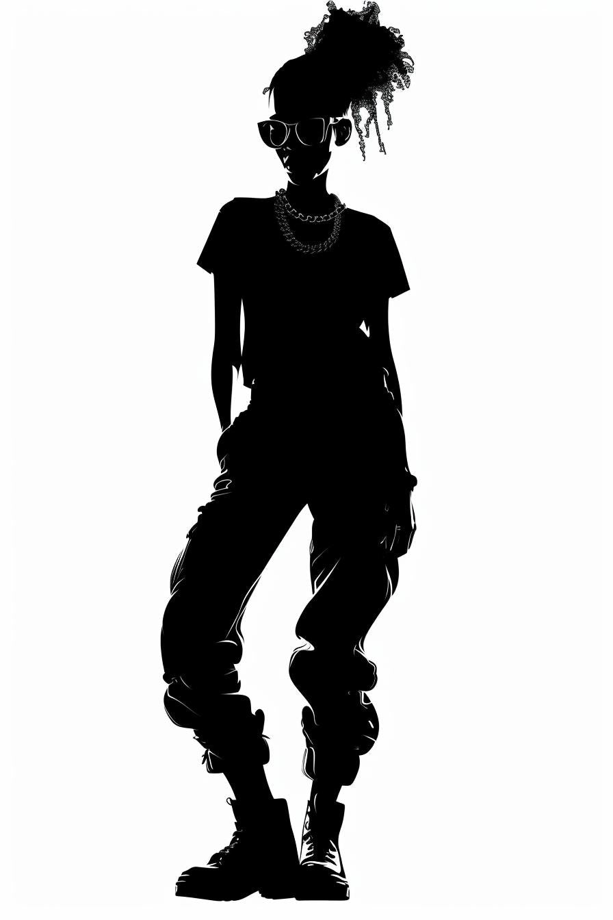 woman  streetwear  silhouette  vector  afro  modern  fashion  illustration  minimal  blackwhite 954300