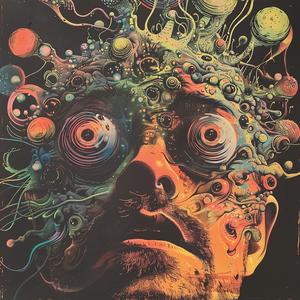 surreal  album  cover  man  colorful  objects  Todd  White  risograph  hyper-realistic 1079184