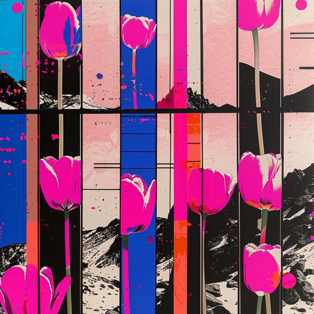 tulips  flowers  perspective  dark  nighttime  arctic  space  Jean  Giraud  painting 1021010