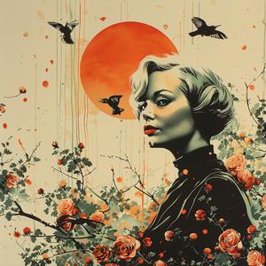 woman  birds  flying  portrait  chromolithography  whimsical  nature  illustration  artwork  stylized 1058513