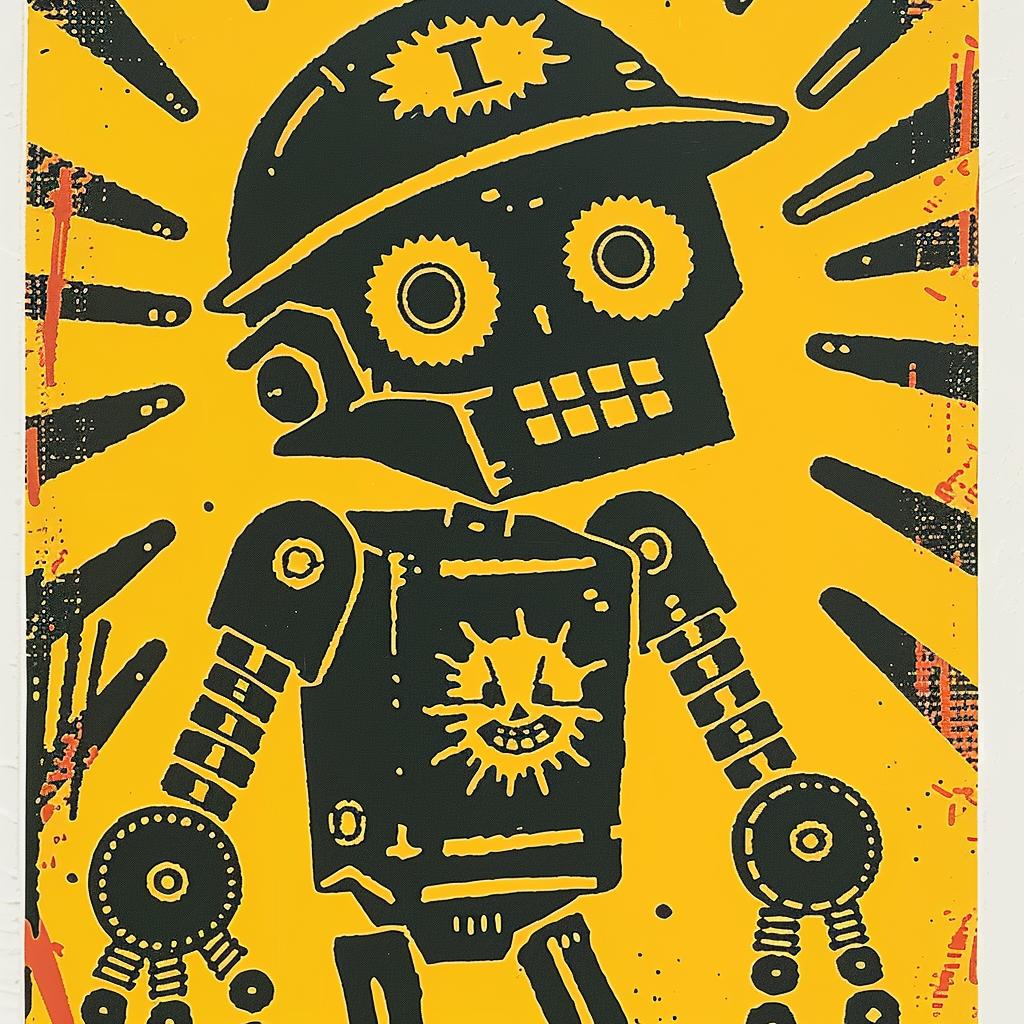 robot  vintage  minimal  streetwise  culture  cap  yellow  illustration  poster  graphic 949508