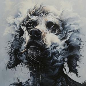 Dogman  painting  dog  smoke  animal  humor  art  whimsical  character  style 1071984