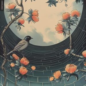 chromolithography  bird  perched  branch  tunnel  nature  surreal  art  environment  visual 1040990