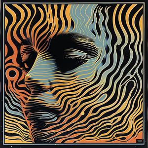 surreal  album  cover  high-detailed  screenprinting  woman  face  zebra  pattern  art 1079499