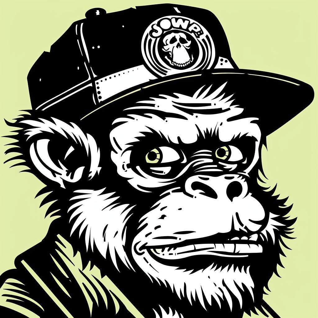 monkey  cap  green background  playful  animal  wildlife  illustration  character  art  whimsical 939916