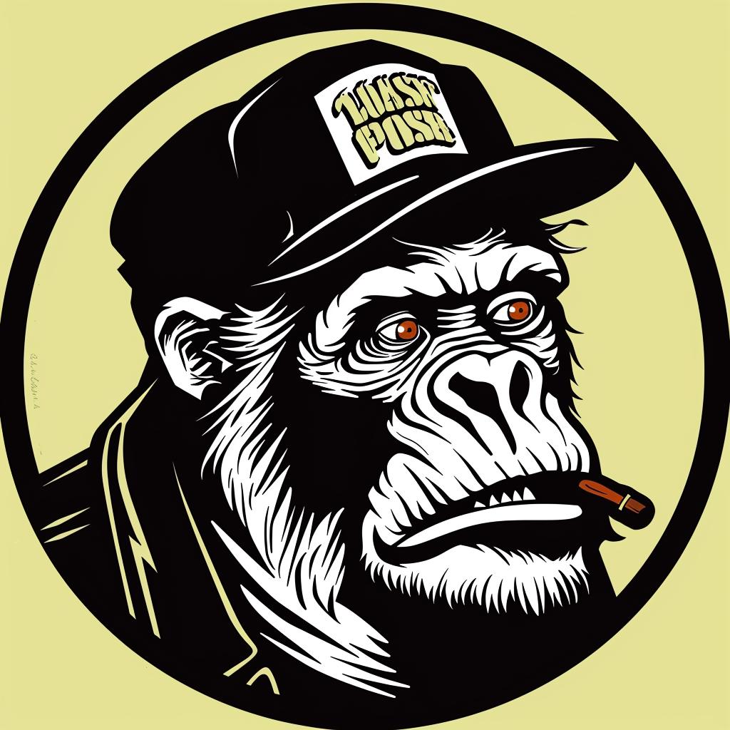 gorilla  cap  cigar  humorous  cartoon  character  confident  vibrant  playful  edgy 939906