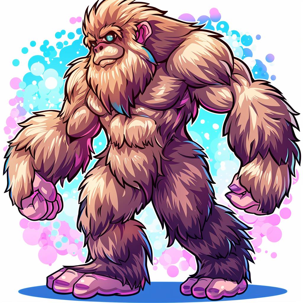 رسم توضيحي لشخصية كرتونية متجهة لـ Sasquatch، جسم كامل، فن ديناميكي أسطوري منتصب 927516