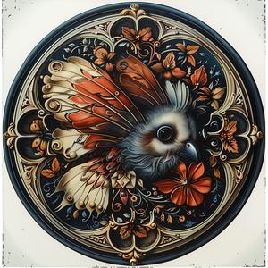 bird  flowers  leaves  painting  chromolithography  colorful  nature  ornate  symbolic  art 1056320