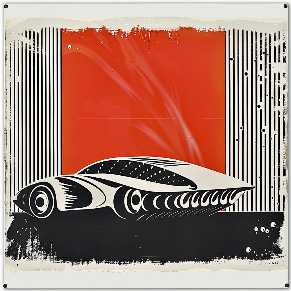 dots  dashes  car  red  black  background  whorls  swirls  Mid-Century  art 916999
