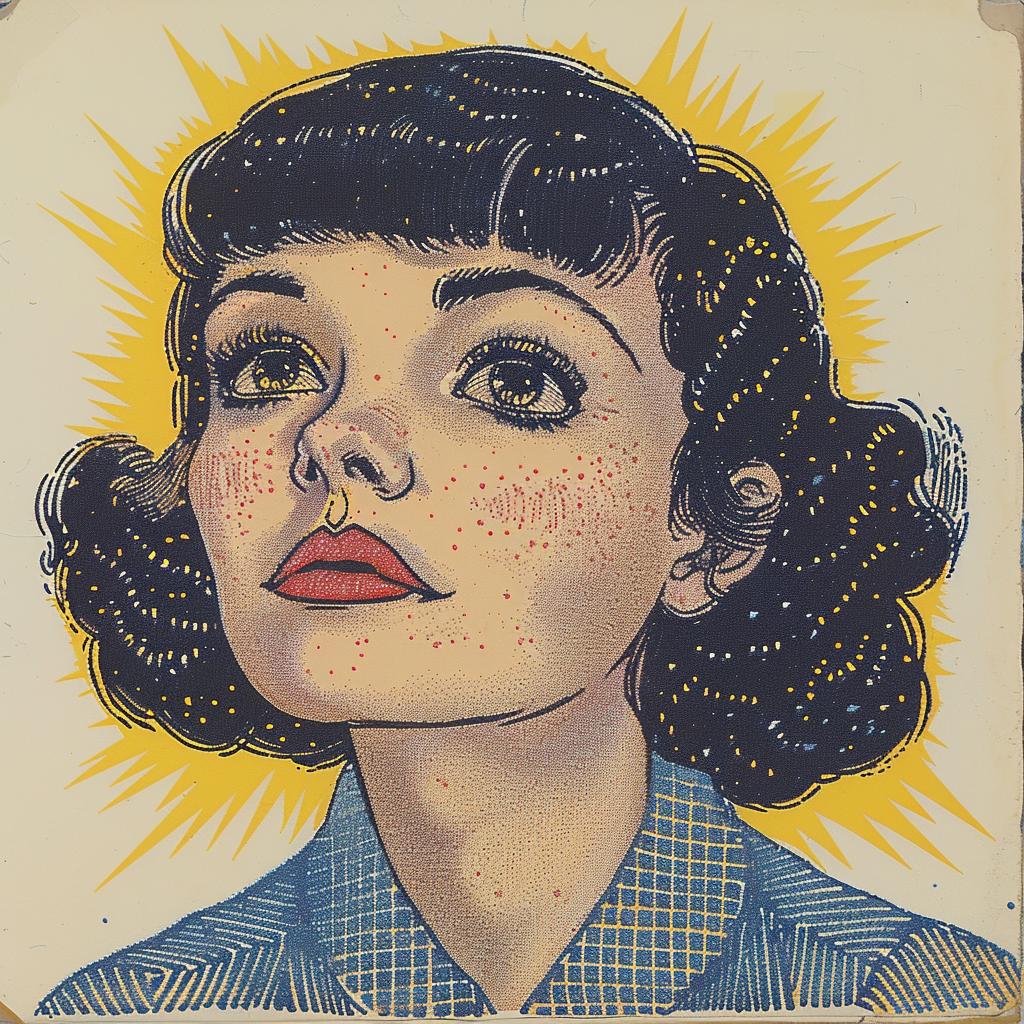 vintage  poster  woman  smile  blue  cream  art  design  graphic  illustration 917438