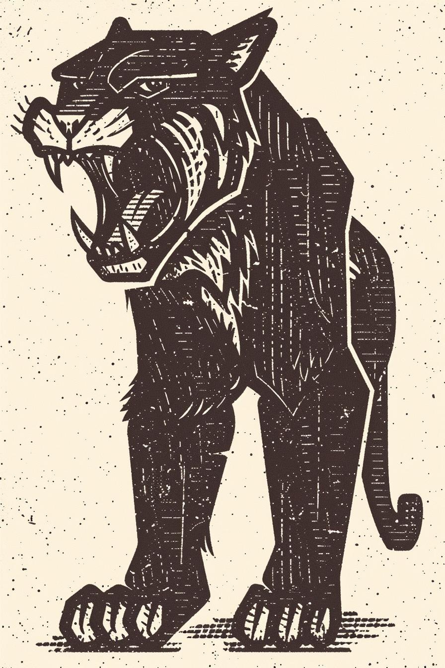 mythical  panther  upright  snarling  dynamic  illustration  black  gold  ToddMcFarlane  fantasy 934383