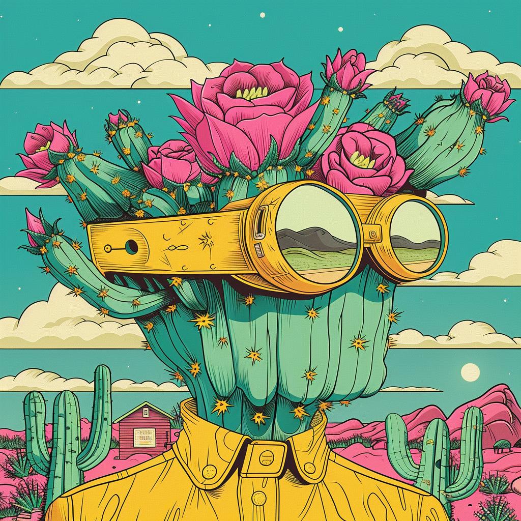 cactus  glasses  whimsical  art  playful  conceptual  nature  surreal  vibrant  cactuspunk 924132