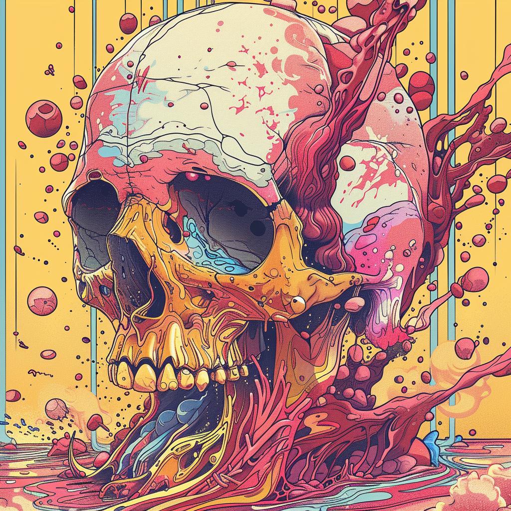 skull  colorful  paint  art  splatters  illustration  vivid  style  abstract  bold 924486