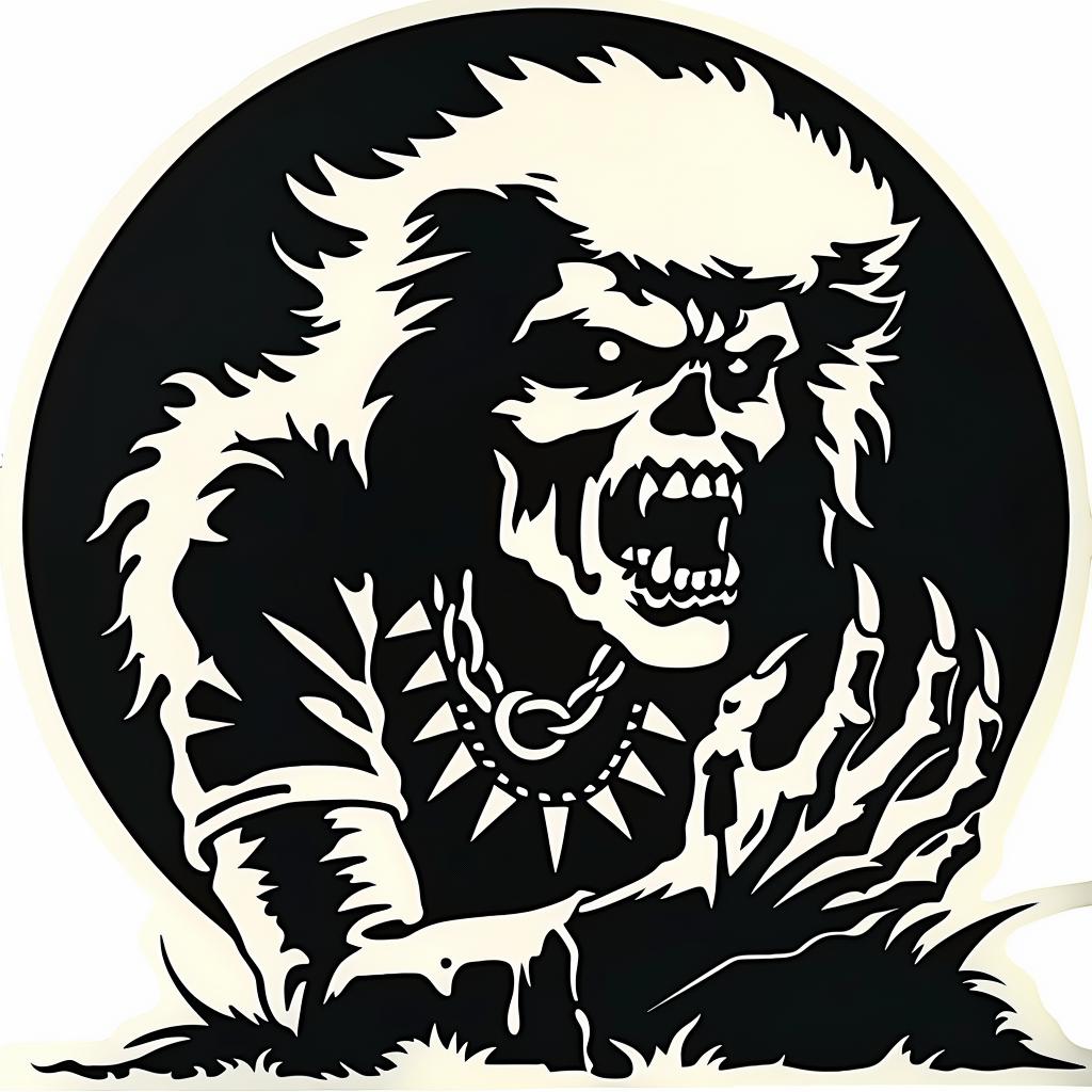 werewolf  sticker  black  white  image  provocative  art  introspective  naturalistic  dark 935643