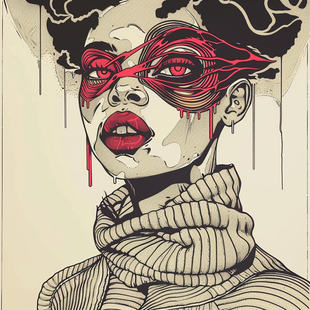 PopArt  african-american  model  four-eyes  afro  dripping  makeup  KerryWashington  white-background  TroyBrooks 939219