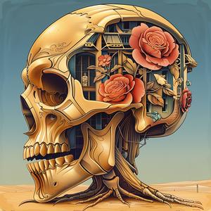 تصميم فني لبيت جمجمة، رسم بياني بصري معقد رمزي، رقم 1051899