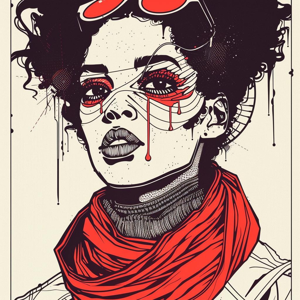 Pop Art  African-American  model  four eyes  dripping  eye makeup  Troy Brooks  sweater  fashion  portrait 939226