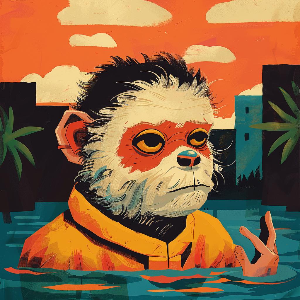 surreal  album  cover  monkey  yellow  jacket  water  creative  art  Joan 1019114