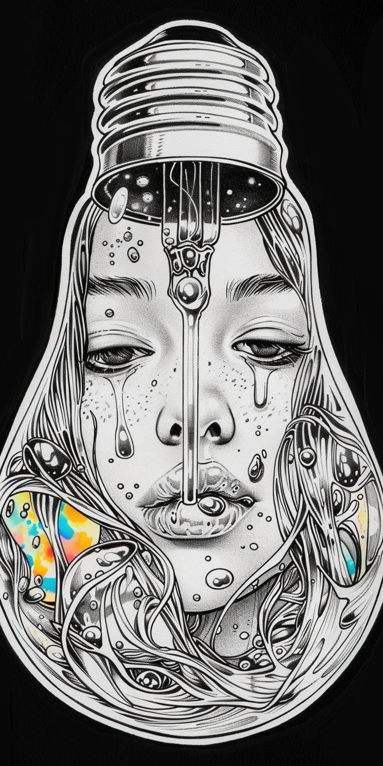 lightbulb  liquid  woman  water  headpiece  drawing  surreal  art  conceptual  emotion 940534
