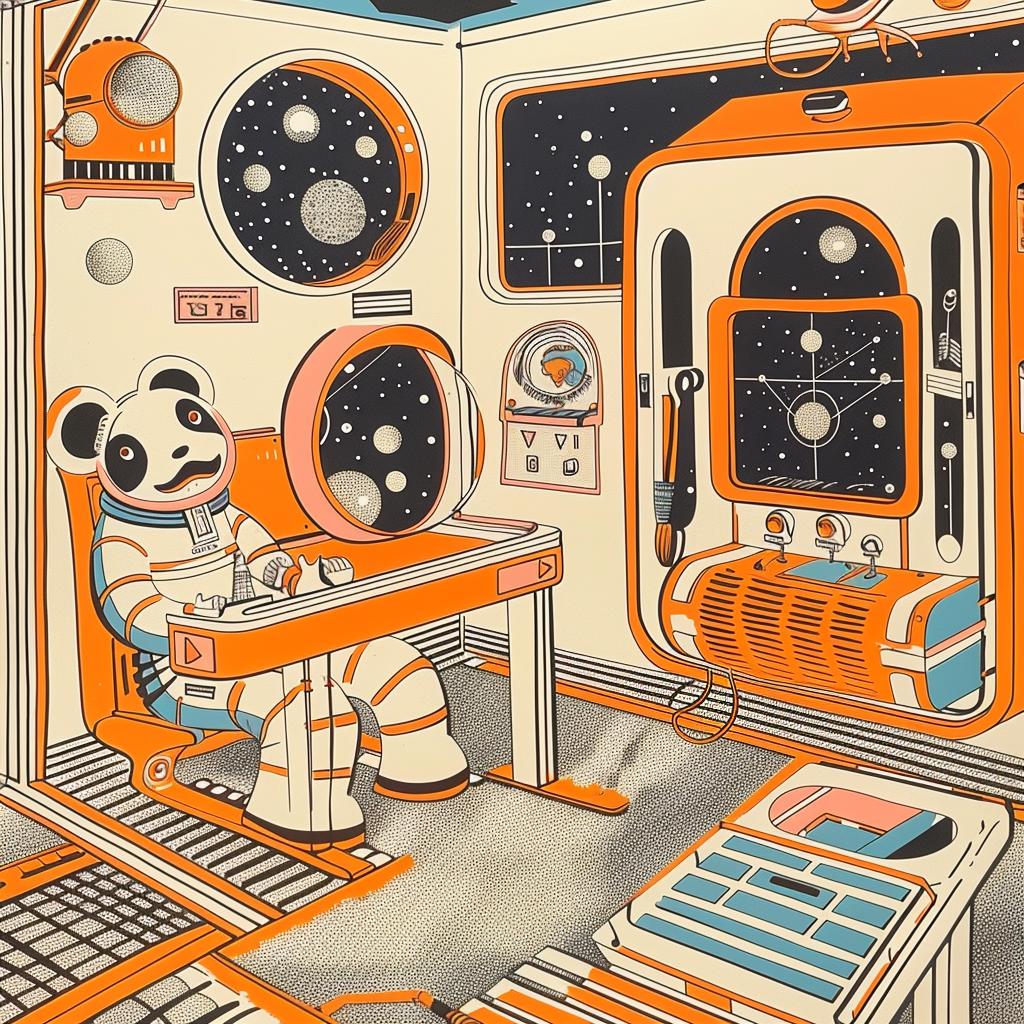 mars  space  station  panda  orange  white  interior  whimsical  cute  sci-fi 959659