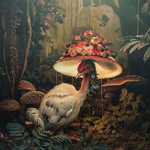 chicken  hat  cartoon  whimsical  funny  illustrative  chromolithography  playful  animal  lighthearted 1040071