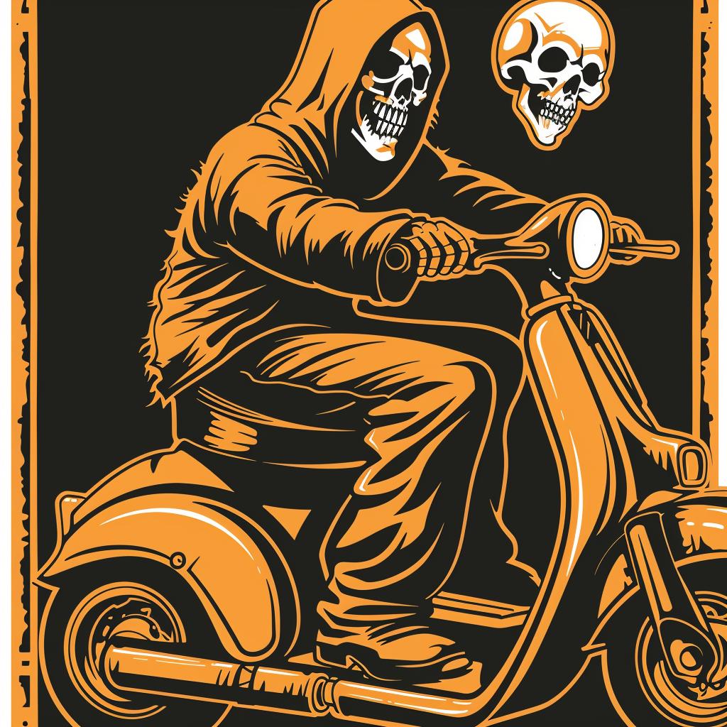 grim  reaper  scooter  happy  minimal  blue  yellow  playful  cartoon  simple 955294