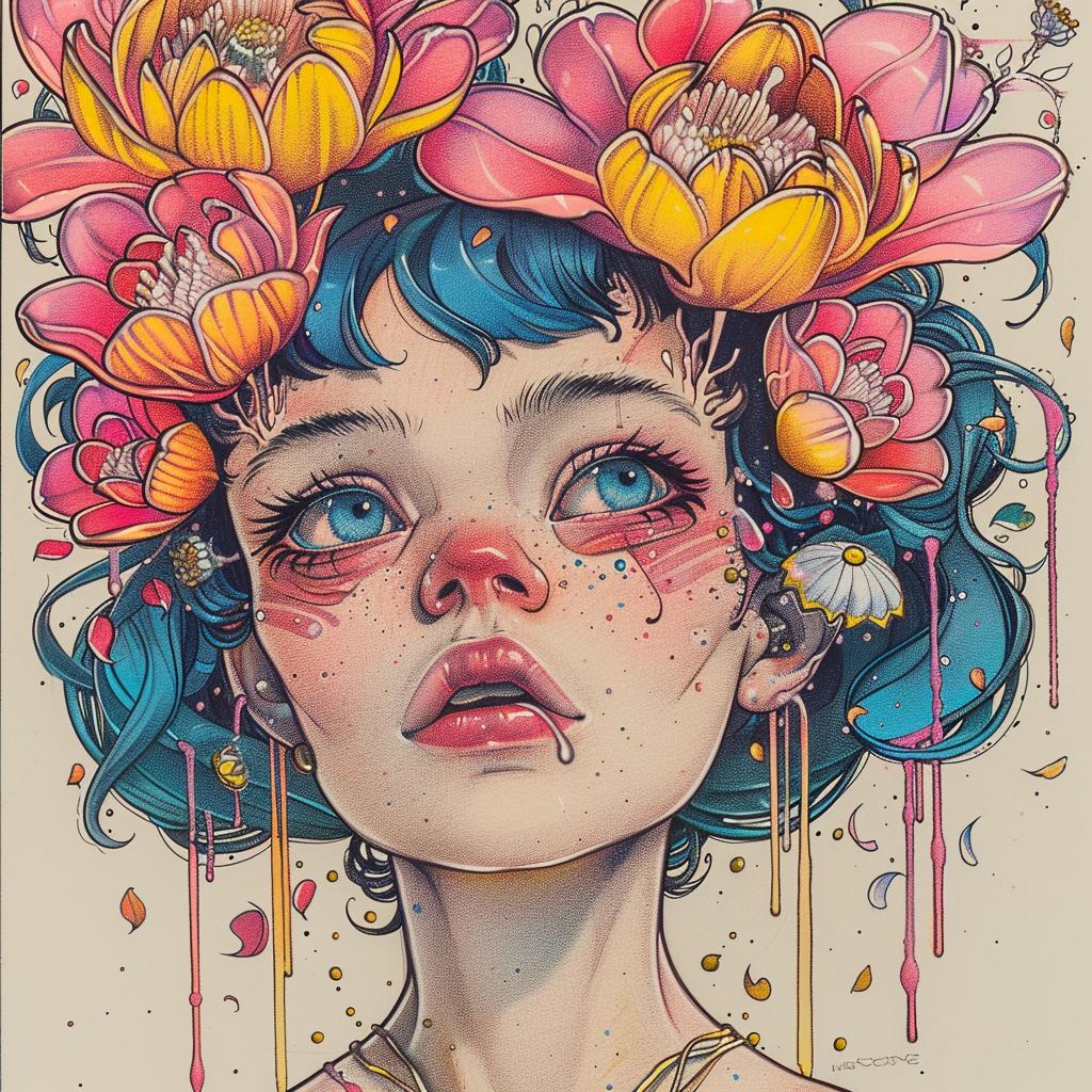 girl  hair  flowers  blue  spiritual  dark  occult  naturalistic  terror  art 924666