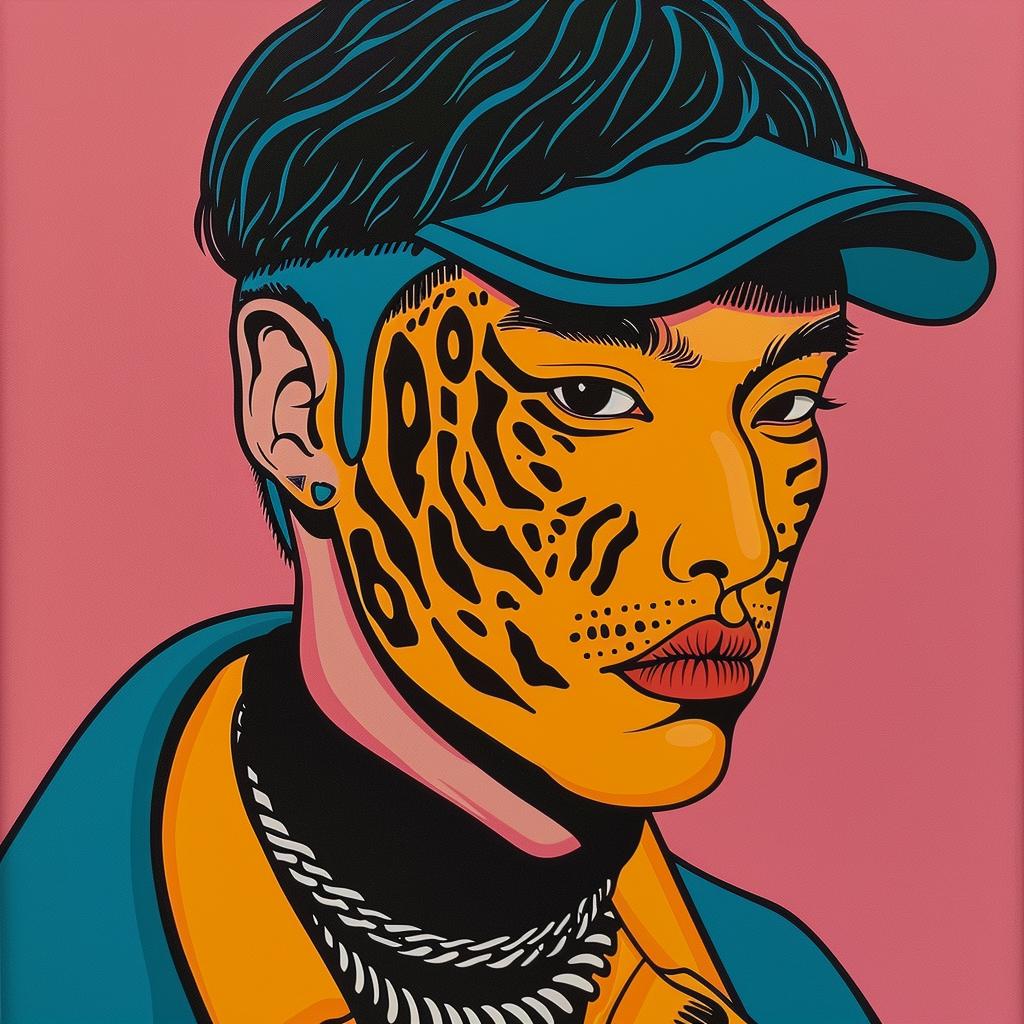 tiger  man  face  painting  gang  member  stylized  fierce  portrait  colorful 1023654