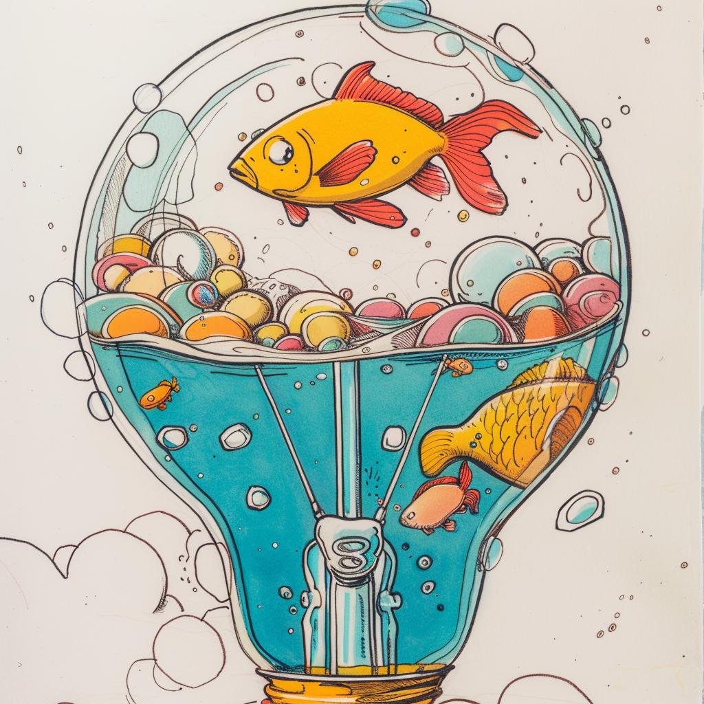 lightbulb  goldfish  liquid  drawing  creative  aquatic  conceptual  unique  whimsical  design 938907